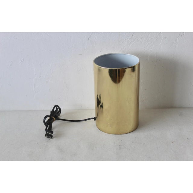 Metal 1980s Lightolier Style Gold Brass Finish Modernist Cylinder Table or Floor Lamp For Sale - Image 7 of 11