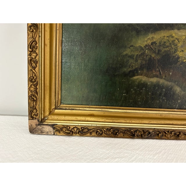 Antique Landscape Painting of Mountain Scene For Sale - Image 4 of 10