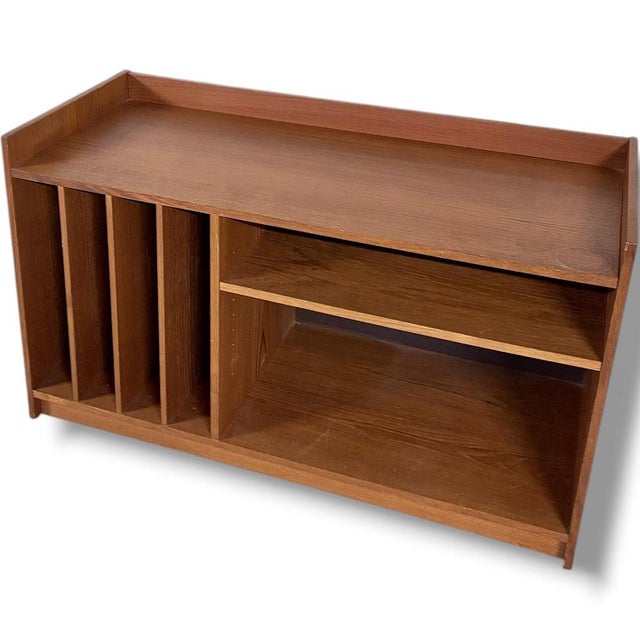Mid-Century Danish Teak Media Cabinet with Vinyl Storage and Open Shelving For Sale - Image 4 of 10