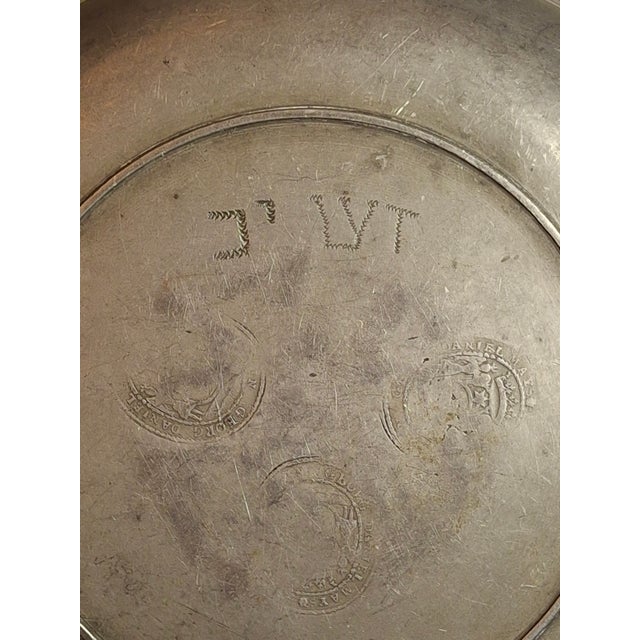 Antique 18thC German Pewter Judaica Shallow Bowl Georg Daniel Mayse Hebrew For Sale - Image 10 of 14