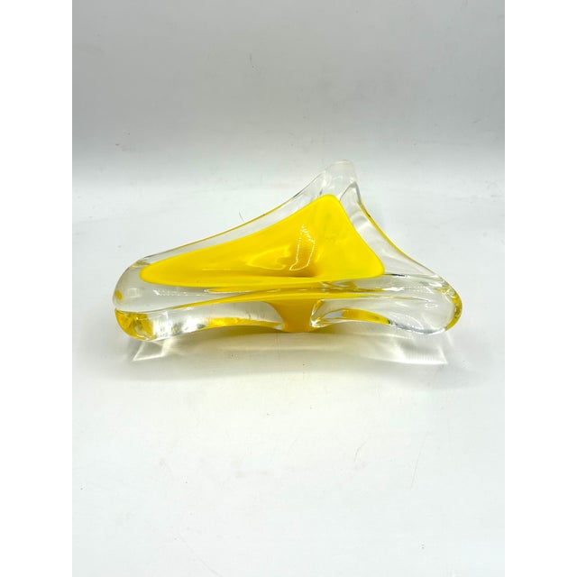 Yellow Mid-Century Murano Sommerso Italian Glass Sculptural Catchall For Sale - Image 8 of 13