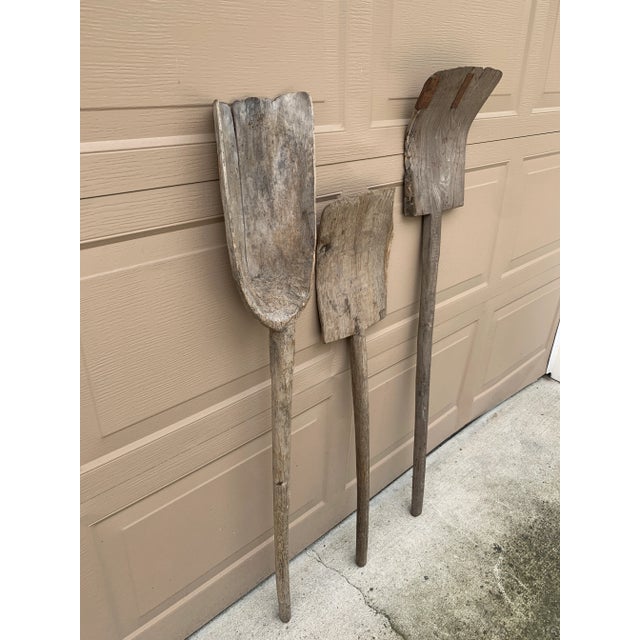 French Country Late 19th Century Primitive Wooden Garden Tools, Set of Three For Sale - Image 3 of 12