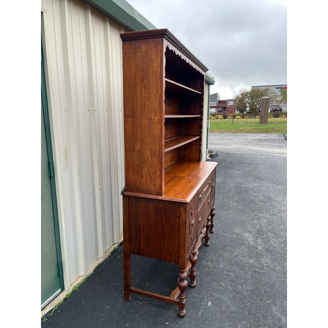 Early 1900's American Two-Piece Bookshelf Hutch Unit For Sale - Image 6 of 12