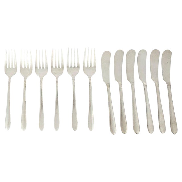 Antique Silver-Plate Flatware - a Set of 12 For Sale