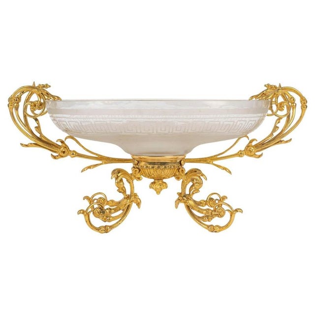 White Gilt Bronze and Crystal Bowl, 1800s For Sale - Image 8 of 8