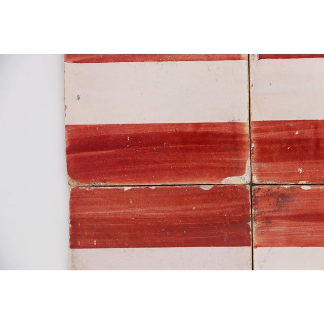 Red 19th Century Set of Four Tiles Red & Antique White, Portuguese For Sale - Image 8 of 12