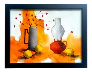 Vintage Mid Century Modernist Charles Chapin Original Framed Still Life Signed Oil Painting