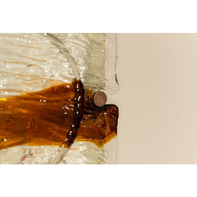 Cristal & Amber Quilt Wall Lamps by Toni Zuccheri for Venini, Italy, 1970s, Set of 3 For Sale - Image 12 of 14