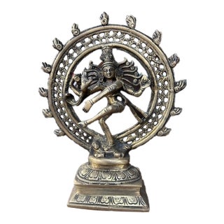 Vintage Indian Brass Shiva Lord of Dance Nataraj Statue For Sale