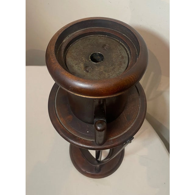 Brown Rare Antique Handmade Art Deco Wood Smoking Cushman Smoker Floor Stand Ashtray For Sale - Image 8 of 14