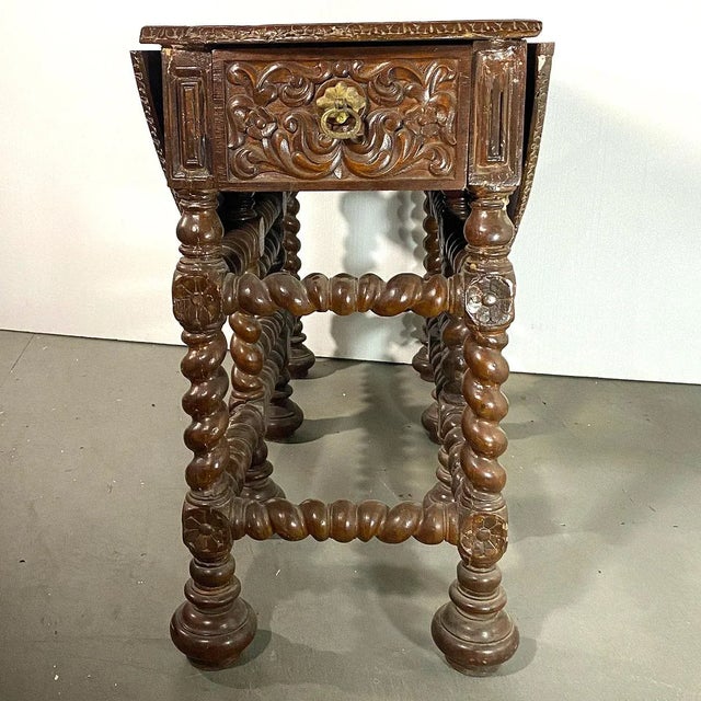 Indo-Portuguese Teak Gate-Leg Table For Sale - Image 4 of 11