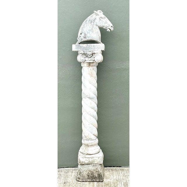 Vintage Stone Horse Sculpture on Column For Sale - Image 10 of 12