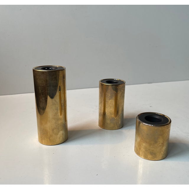 Metal Danish Modern 24 Carat Gold Plated Candleholders by Hugo Asmussen, Set of 6 For Sale - Image 7 of 12
