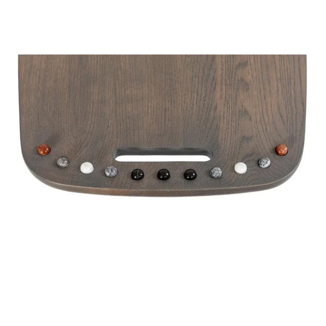 Wood Pok Collection Hand Carved Solid Oak Side Table with Inlaid Marble Gems by Soshiro, 2019 For Sale - Image 7 of 10