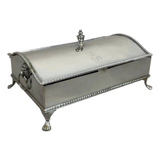 Antique Inkwell Writing Desk in Silver Plated Metal from Leoni W.T. & Co For Sale