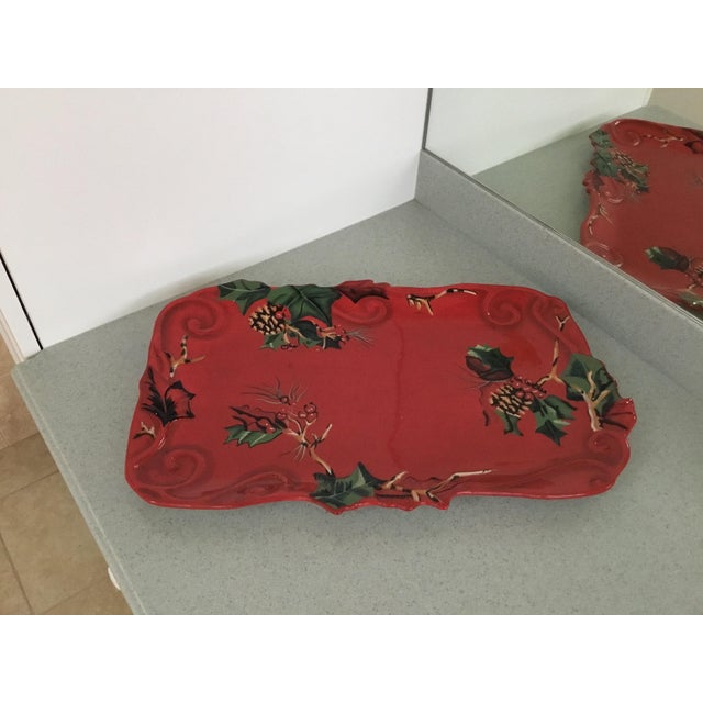 2000s Tracy Porter Winter Collection Hand-Painted Large Platter For Sale - Image 9 of 9