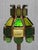 Brutalist Italian Green Dalle De Verre Glass Table Lamp in Brass and Oak, 1970s For Sale - Image 4 of 12
