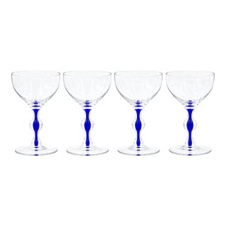 Vintage El Morocco Nyc Nightclub Champagne Coupes Glasses New York Barware- Set of 4 For Sale