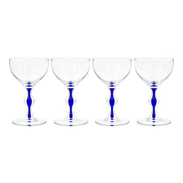 Vintage El Morocco Nyc Nightclub Champagne Coupes Glasses New York Barware- Set of 4 For Sale