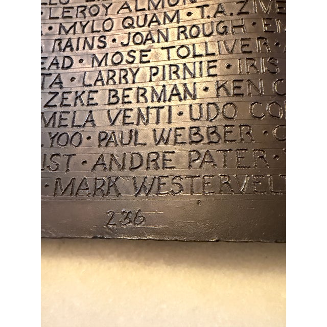 Name Recognition Bronze Open Book Sculpture by Herbert Simon, Ca. 1995 For Sale - Image 9 of 17