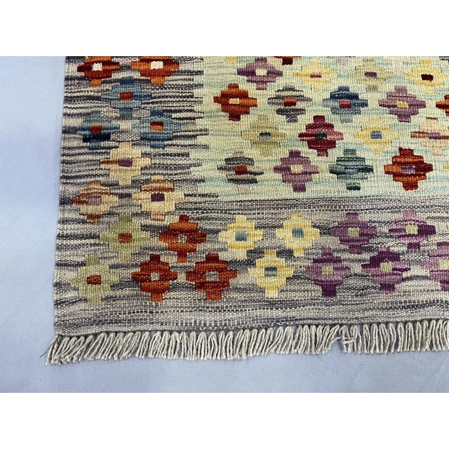 5'1" X 6'10" Multicolor Afghan Chobi Wool Flatweave Kilim Rug For Sale - Image 12 of 16