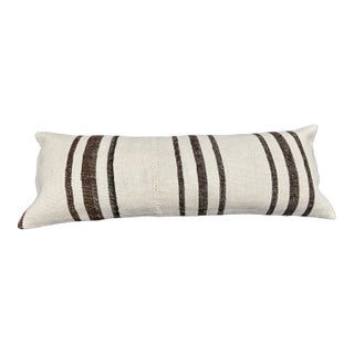 Turkish Hemp Pillow Cushion Natural Beige Brown Cushion Cover 14"x40" For Sale