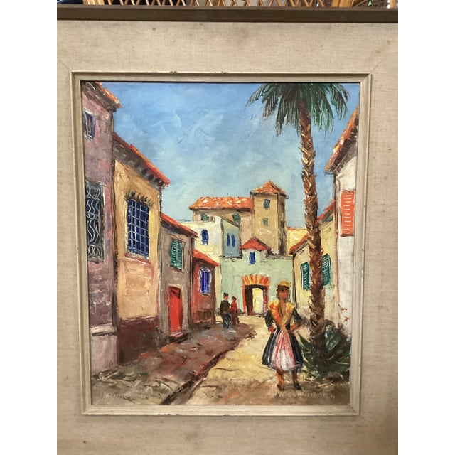 Mid 20th Century Painting of Tropical Town For Sale - Image 4 of 9