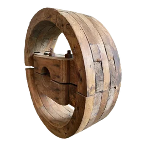 Late 19th Century Wooden Gear/Wheel Mounted on a Metal Stand