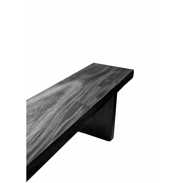 Wood Sculptural Suar Wood Bench, Modern Organic, Stunning Wood Textures, Burnt Finish For Sale - Image 7 of 7