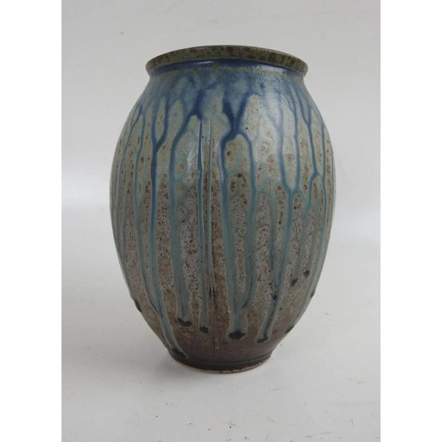 Blue Contemporary Richard Aerni Stoneware Studio Pottery Vase For Sale - Image 8 of 8