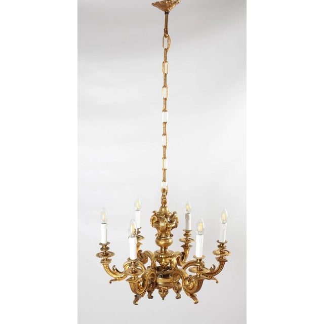 Six-arm luxury chandelier made of gilded bronze after complete restoration - completely new electrical installation: new...