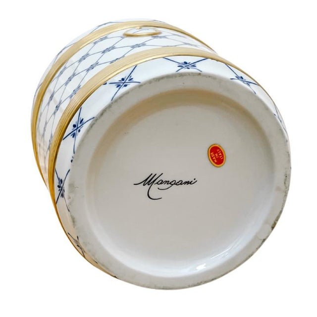 1960s Louis XVI Style Blue & White 24 K Gold Mangani Cachepots - a Pair For Sale - Image 10 of 10