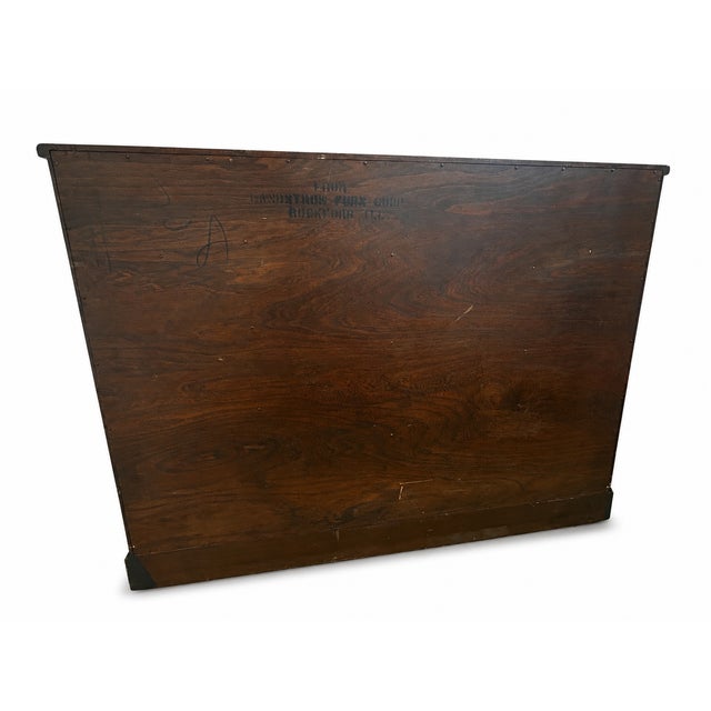 Landstrom Furniture Vintage Landstrom Furniture Bow-Front Dresser in Navy and Burl Wood For Sale - Image 4 of 5