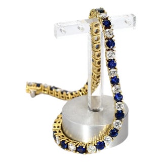 18k Yellow Gold Kurt Wayne Diamond & Sapphire Tennis Bracelet For Sale