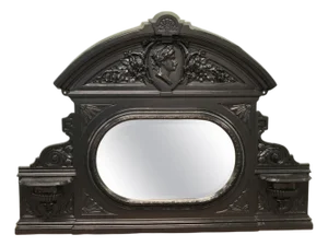 Cast Iron Overmantel Mirror, 19th Century
