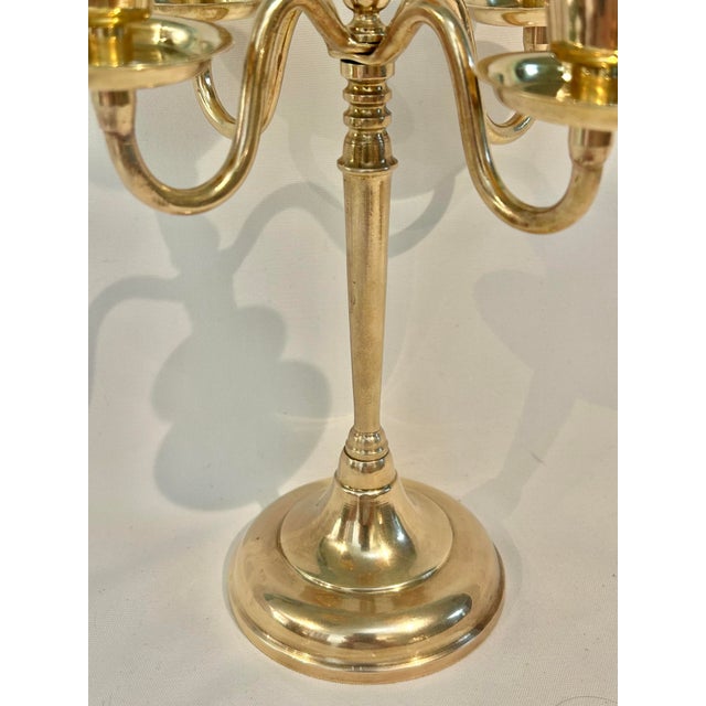 Late 20th Century Vintage Georgian Style Brass Five-Light Candelabra, 11.25” For Sale - Image 5 of 9