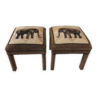 Parsons Style Upholstered Stools -Pair For Sale