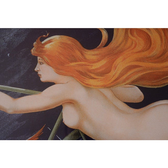 Beautiful large framed reproduction poster for a 1895 French advertisement for Cycles Gladiator by Georges Massias. Black...