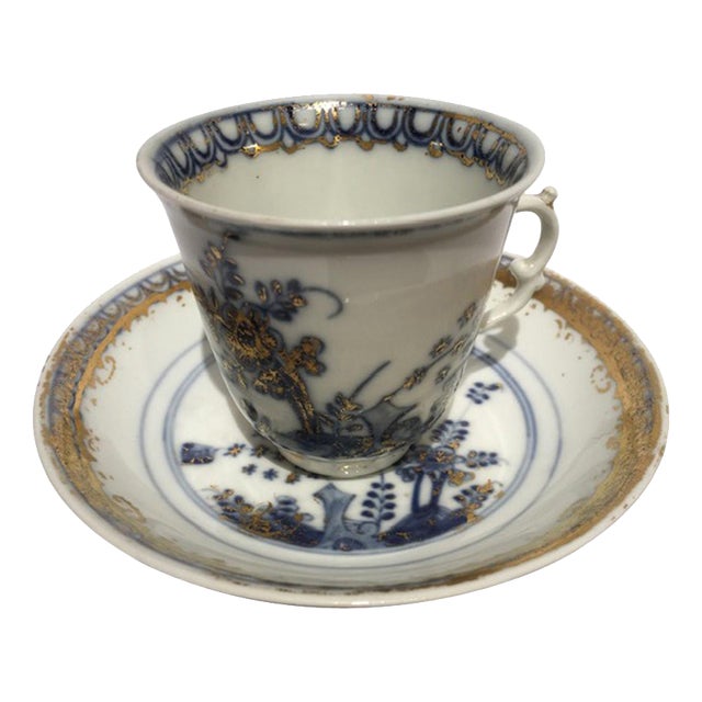 Mid-18th Century Porcelain Cup with Dish from Meissen, Set of 2 For Sale