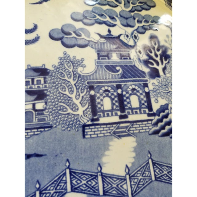 Antique English Blue and White Transferware Platter For Sale In San Antonio - Image 6 of 11