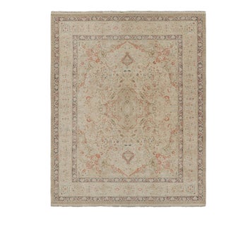Rug & Kilim’s Tabriz Style Rug in Green and Pink Floral Patterns For Sale