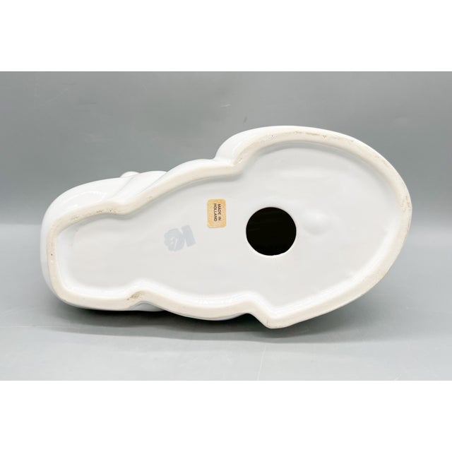 White Vintage Dutch Glossy White Ceramic Cat Sculpture — Reclining Feline — Scandinavian Modern / Cottagecore For Sale - Image 8 of 10