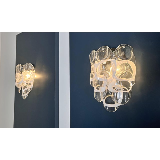 Vintage Italian Murano Glass Crostoli Wall Lights, 1990s, Set of 2 For Sale - Image 14 of 16