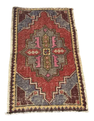Vintage Handmade Tribal Rug- 1′7″ × 2′7″