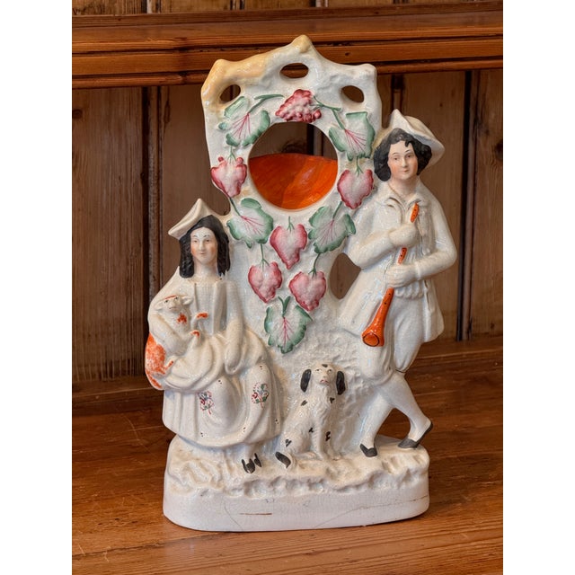Ceramic Staffordshire Watch Hutch With Figural Group For Sale - Image 7 of 7