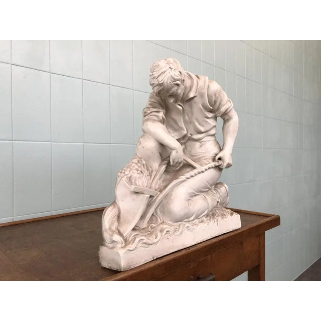 Decorative Enamelled Plaster Sculpture of a Farmer, 1930s For Sale - Image 9 of 11