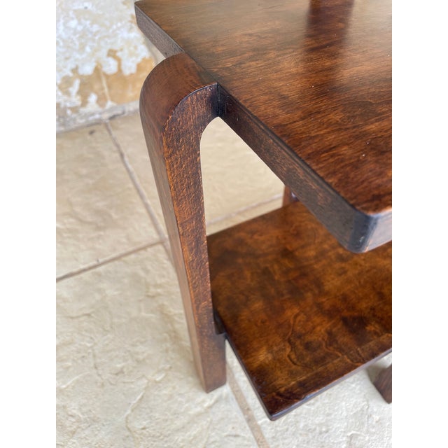 Brown Art Deco Walnut Three-Tiered Side Table, 1938 For Sale - Image 8 of 18