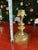 Metal Large Brass Vintage Candlestick Holder With Leaf Accents For Sale - Image 7 of 7