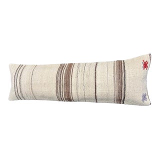 Turkish Hemp Pillow Cushion Natural Beige Brown Cushion Cover 14"x45" For Sale