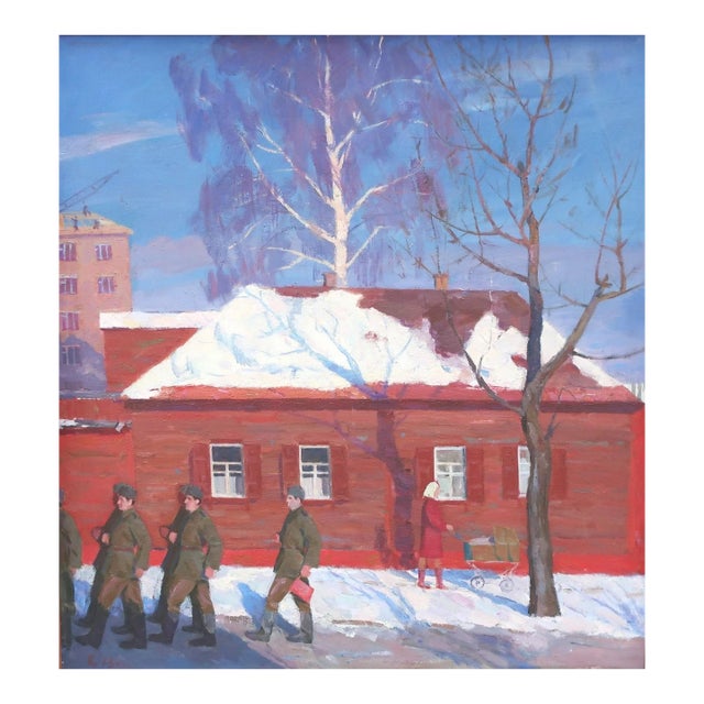 Vintage Winter Landscape Oil Painting, 1973 For Sale